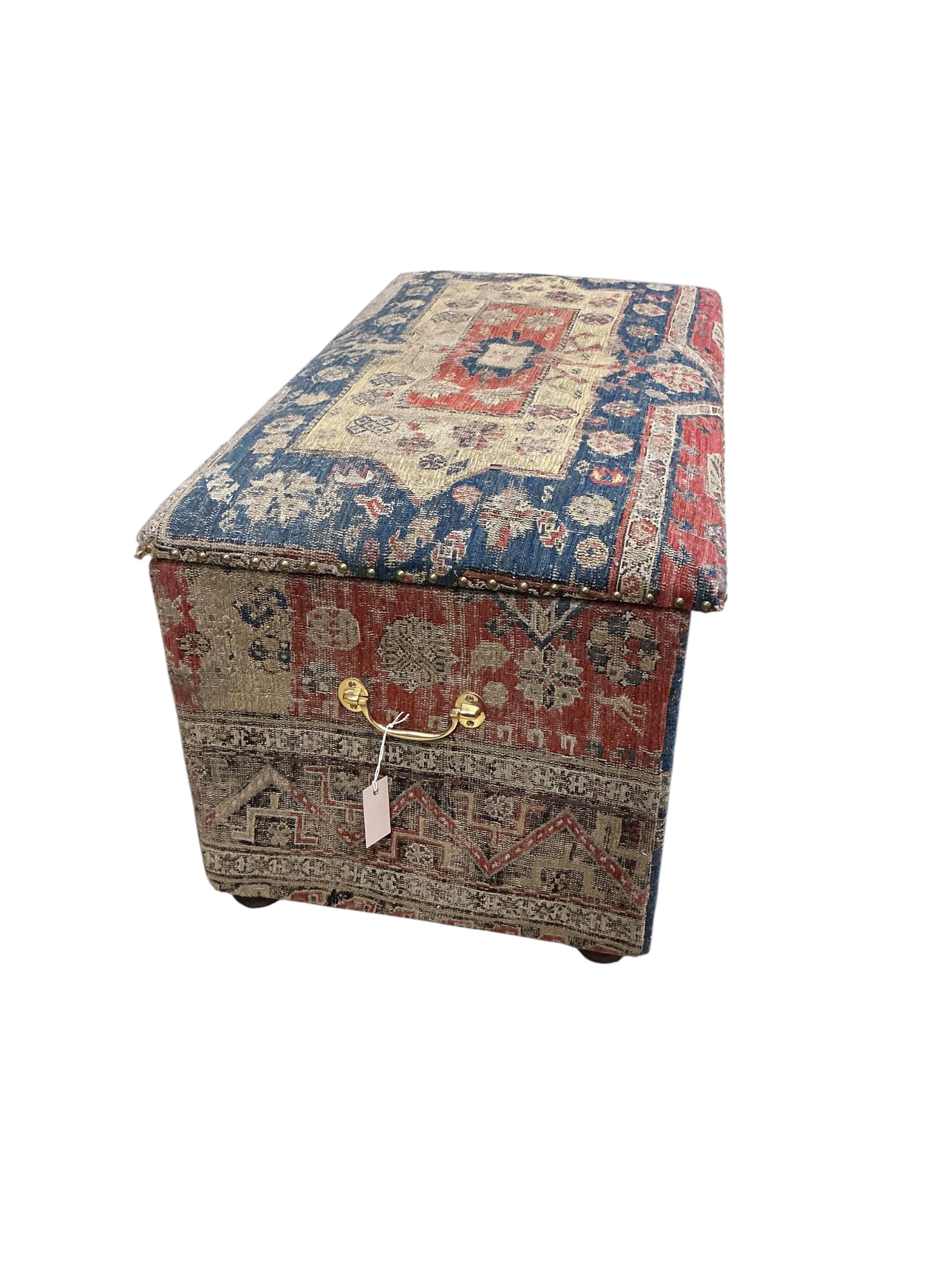A Soumac covered blanket chest, width 98cm, depth 54cm, height 46cm